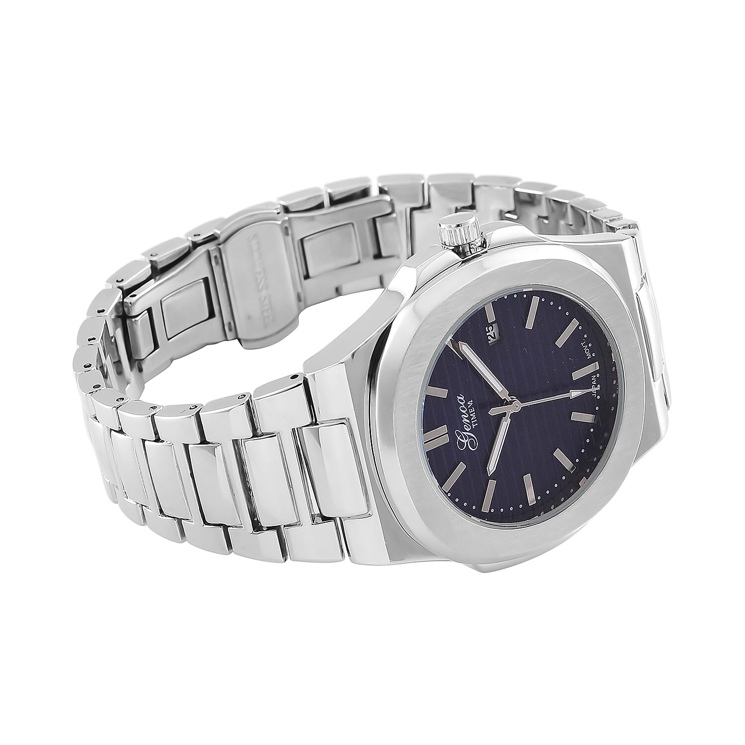 GENOA Desire Limited Edition - Japanese Movt 3ATM Water Resistant Blue Dial Watch with Chain Strap in Silver Tone GENOA Desire Limited Edition - Japanese Movt 3ATM Water Resistant Blue Dial Watch with Chain Strap in Silver Tone