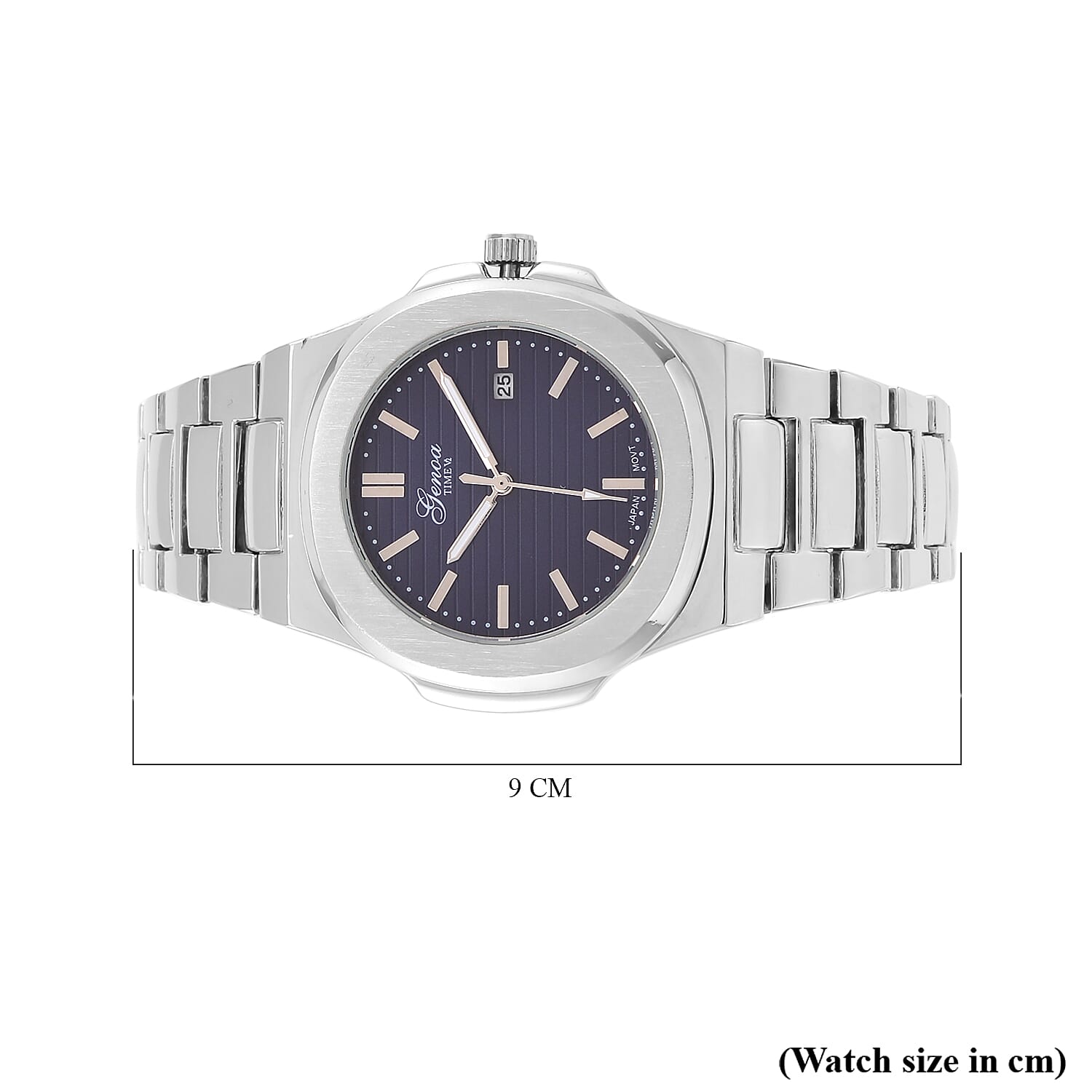 GENOA Desire Limited Edition - Japanese Movt 3ATM Water Resistant Blue Dial Watch with Chain Strap in Silver Tone GENOA Desire Limited Edition - Japanese Movt 3ATM Water Resistant Blue Dial Watch with Chain Strap in Silver Tone