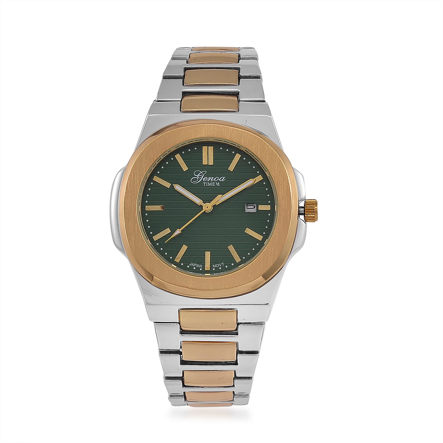 GENOA Desire Limited Edition -  Japanese Movt 3ATM Water Resistant Green Dial Watch with Chain Strap in Two Tone