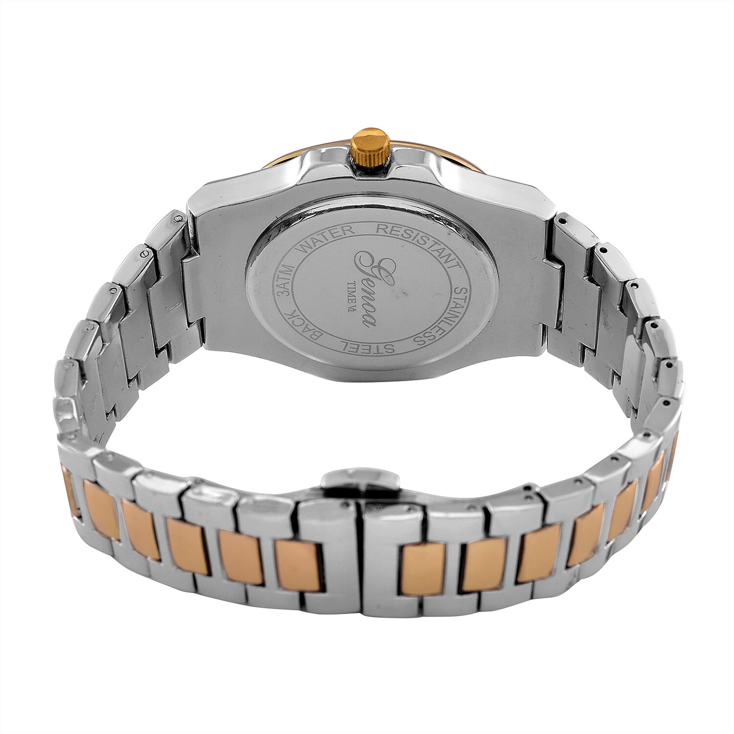 GENOA Japan Movt. 3ATM Water Resistant Green Dial Watch with Stainless Steel Chain Strap in Dual Tone