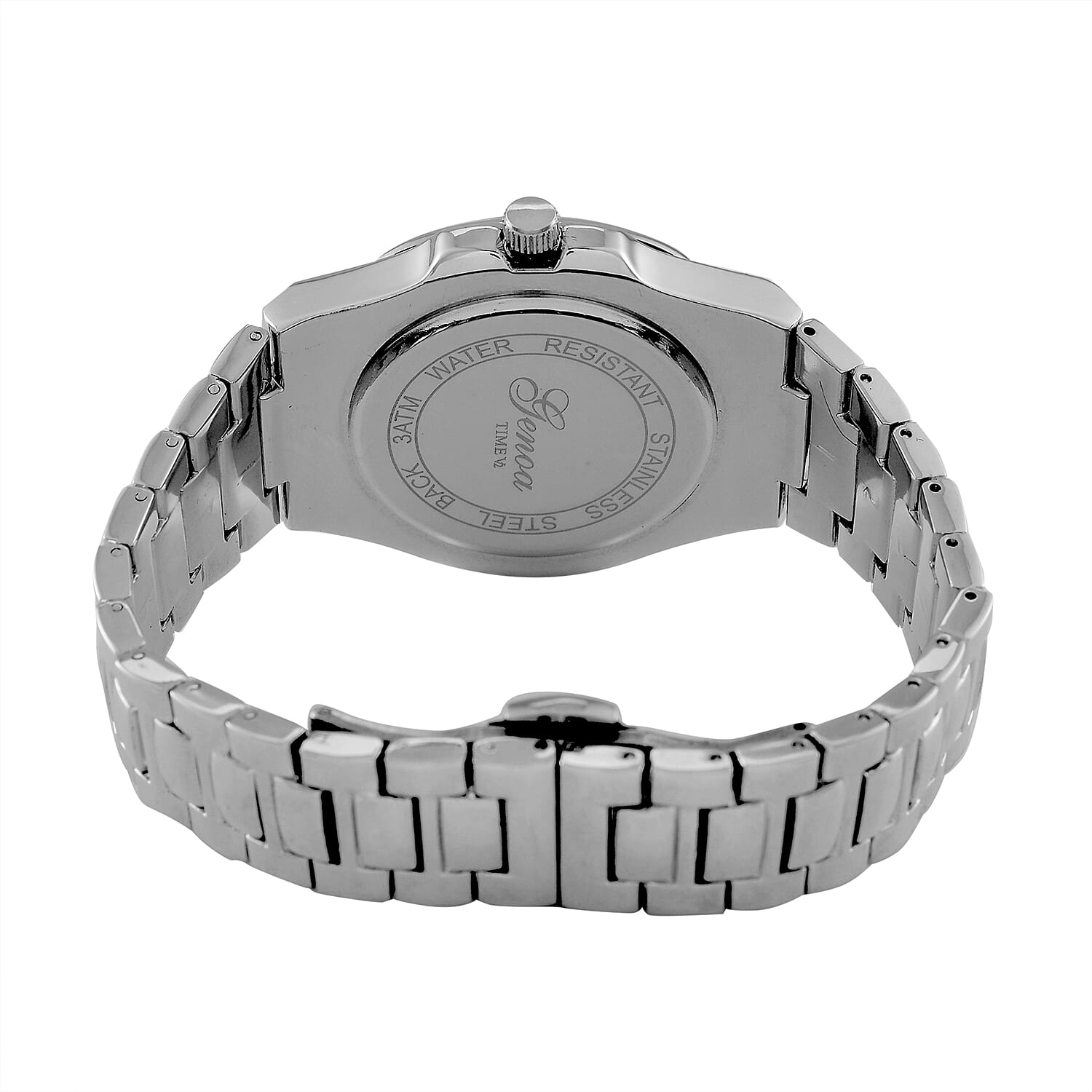 GENOA Japan Movt. 3ATM Water Resistant White Dial Watch with Stainless Steel Chain Strap in Silver Tone