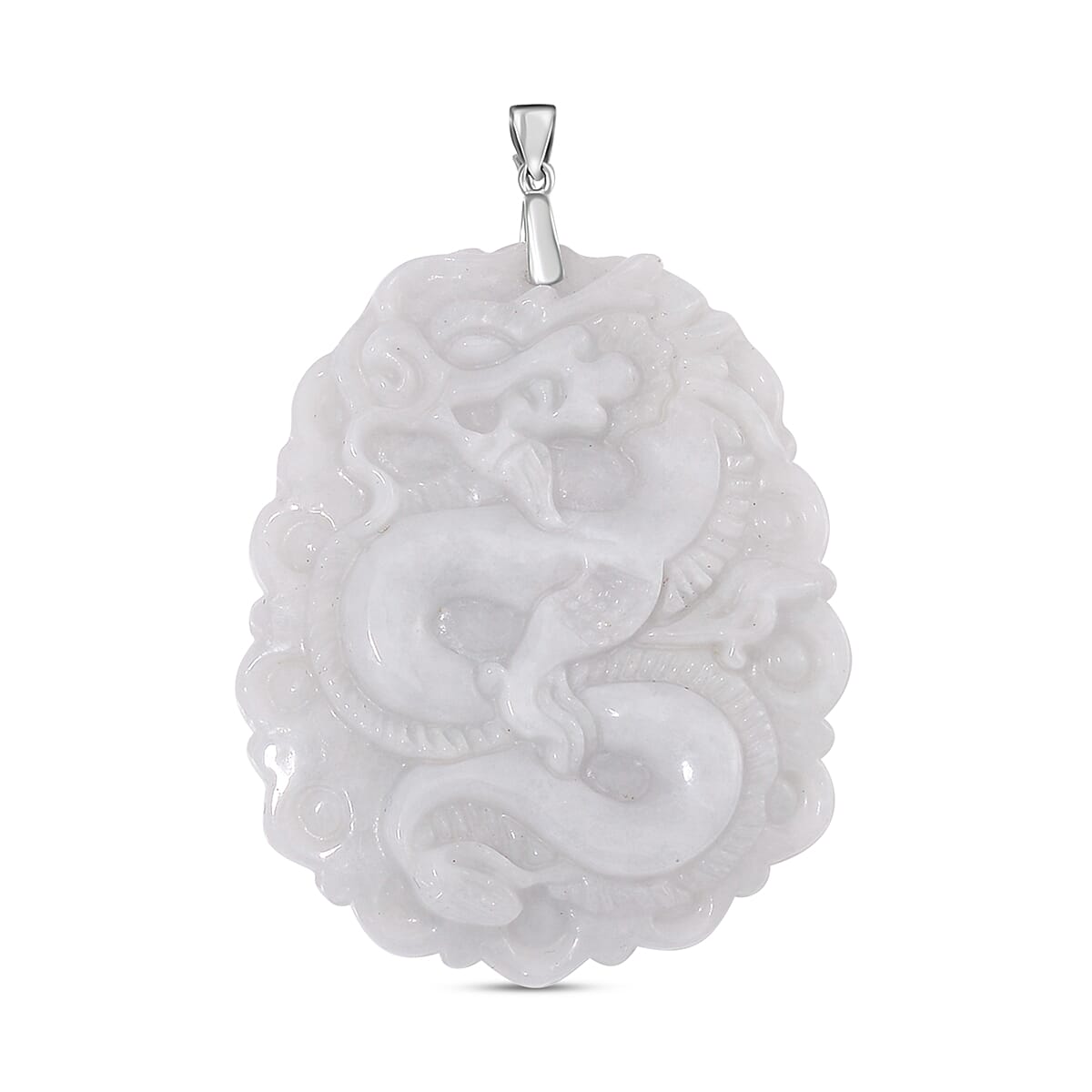 White Jade  Pendant in rhodium Sterling Silver 95.00 ct  95.000  Ct.