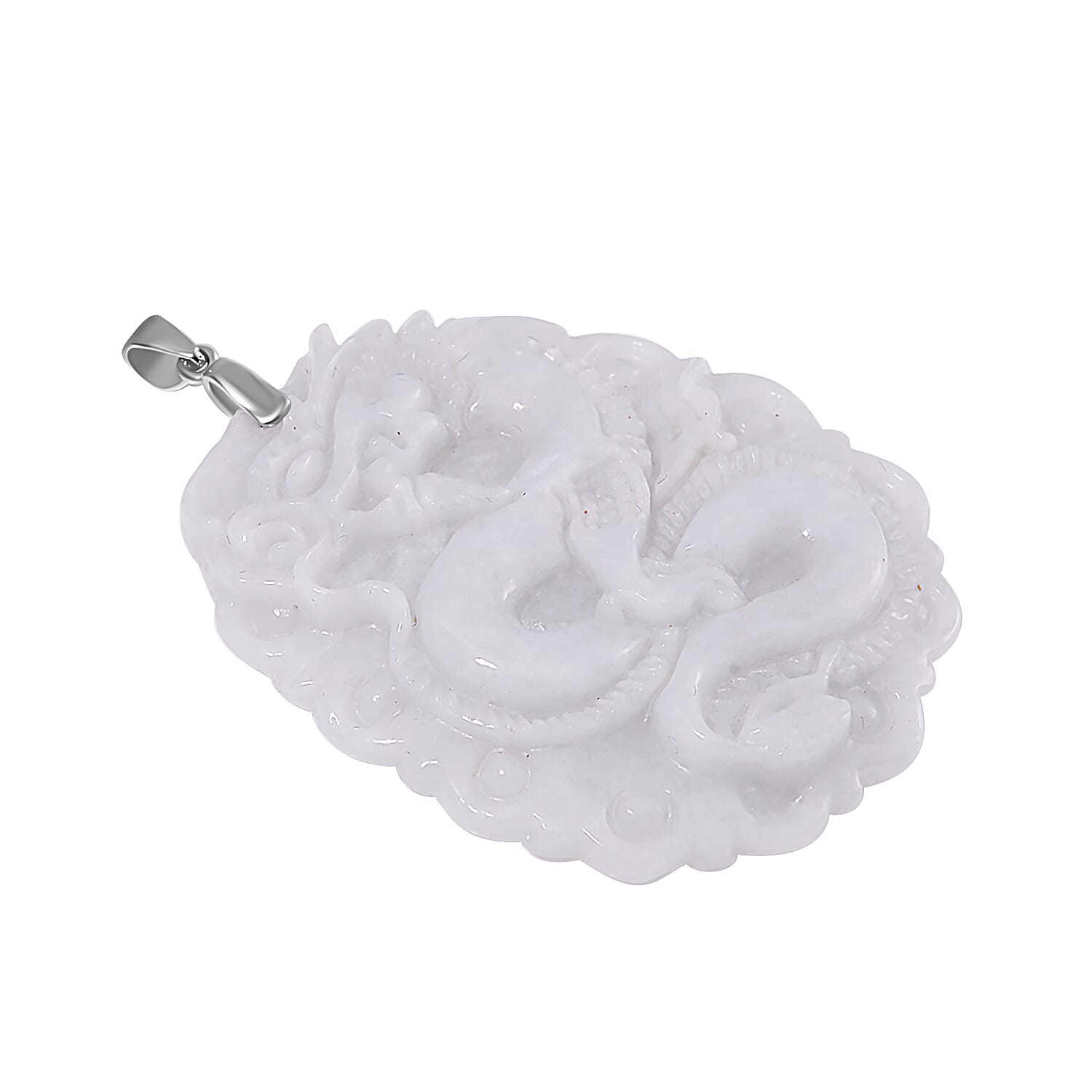 White Jade  Pendant in rhodium Sterling Silver 95.00 ct  95.000  Ct.