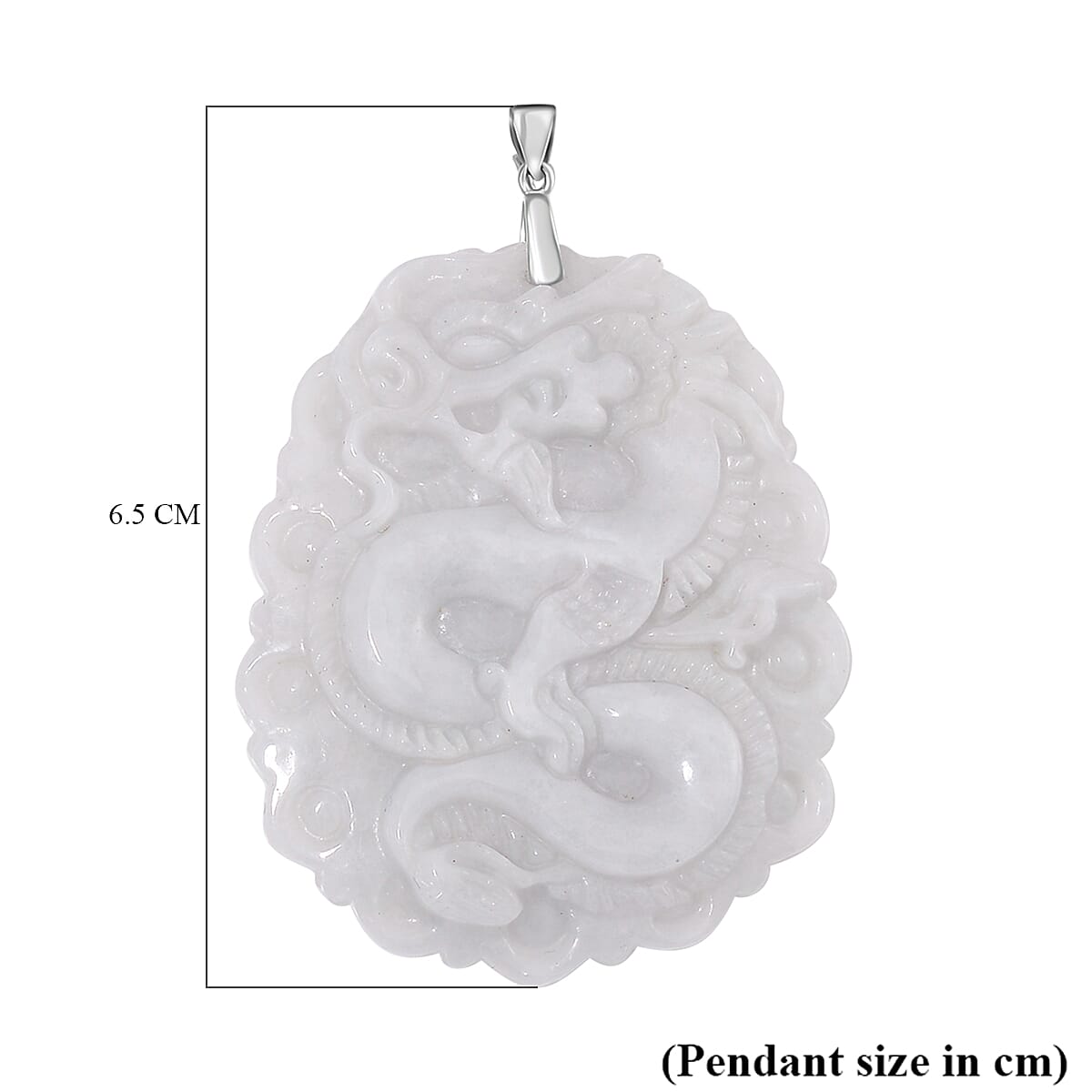 White Jade  Pendant in rhodium Sterling Silver 95.00 ct  95.000  Ct.