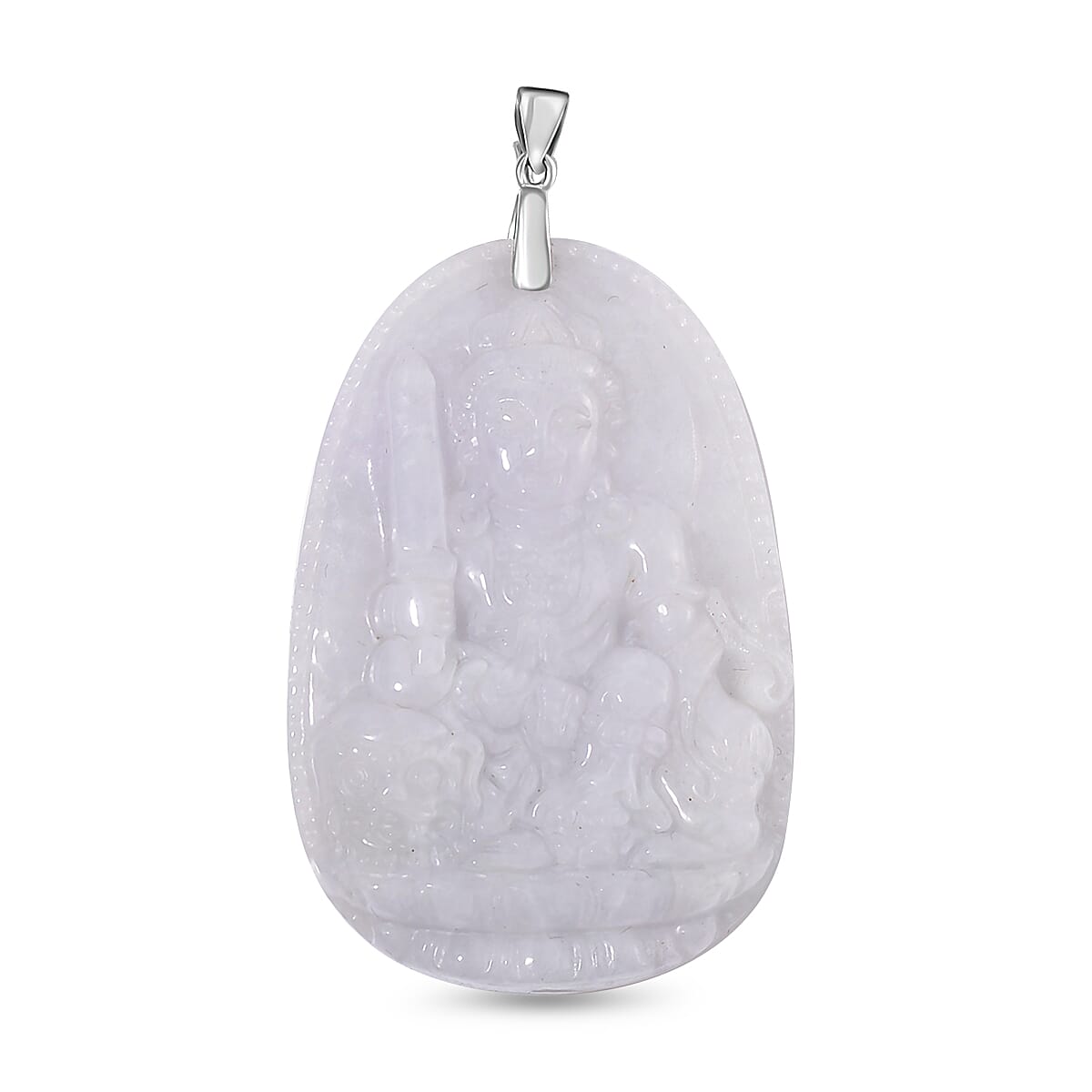 White Jade  Pendant in rhodium Sterling Silver 70.00 ct  70.000  Ct.
