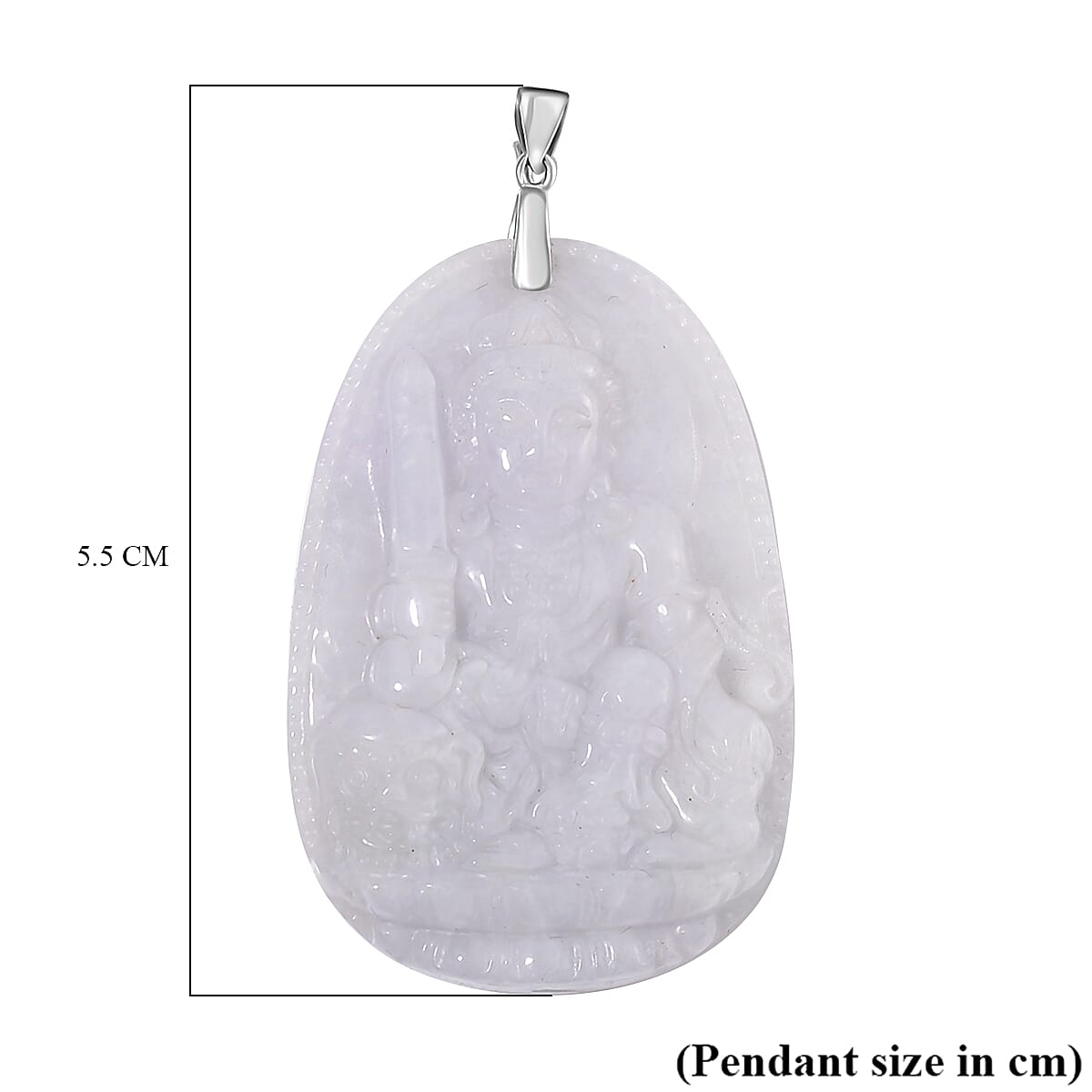 White Jade  Pendant in rhodium Sterling Silver 70.00 ct  70.000  Ct.