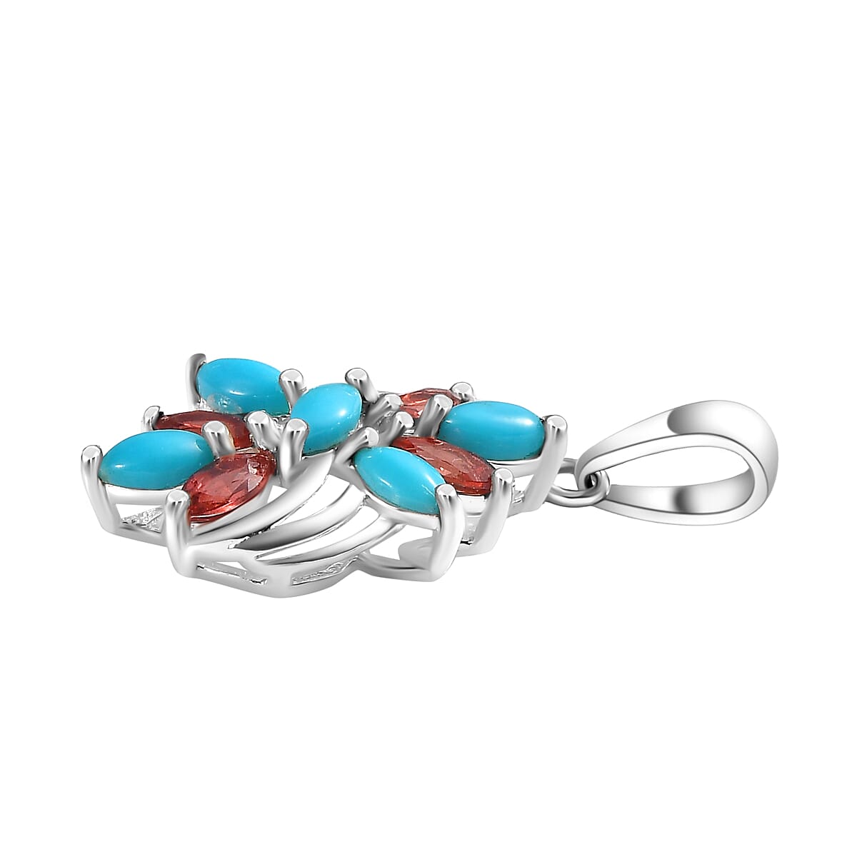 Arizona Sleeping Beauty Turquoise & Red Garnet Pendant in Sterling Silver
