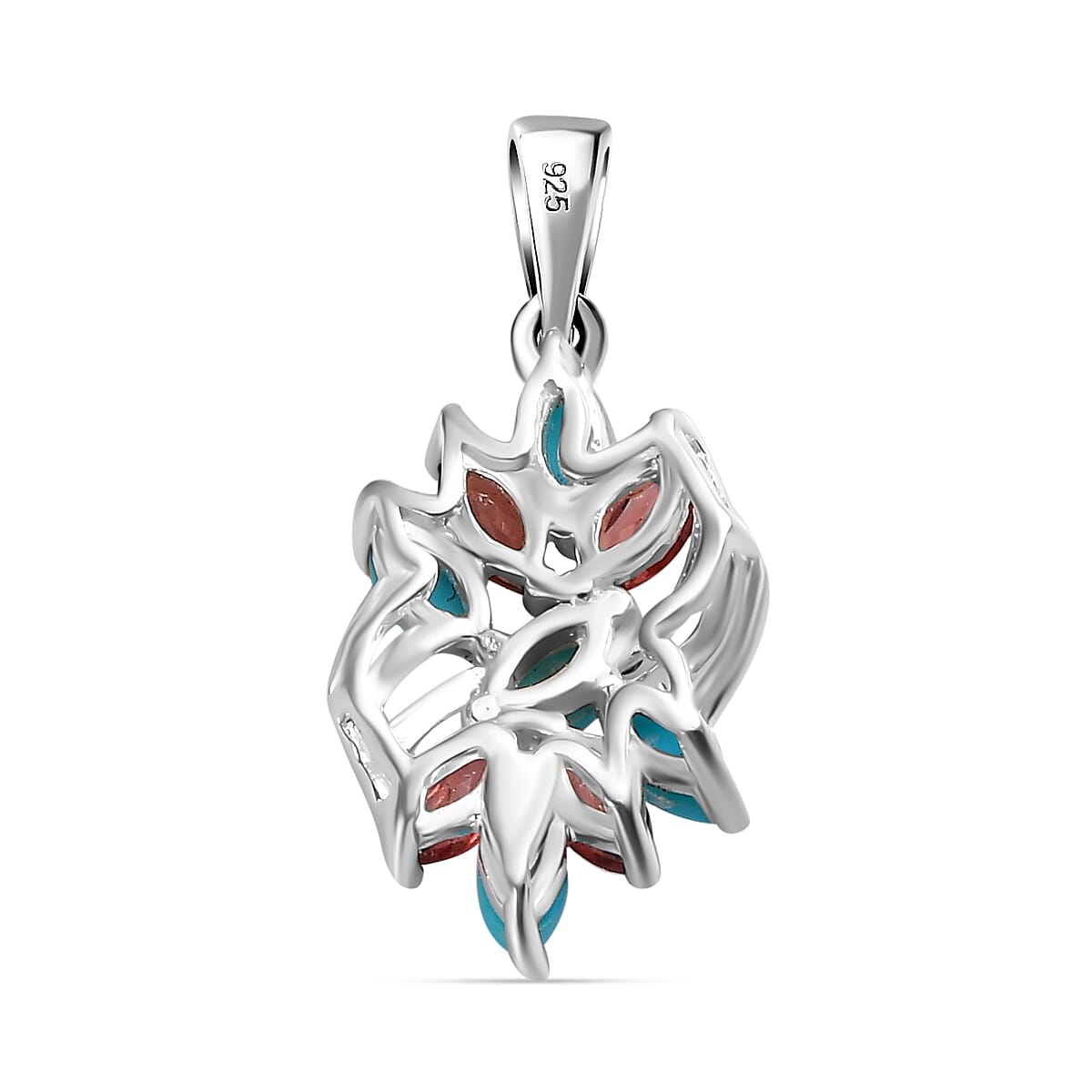 Arizona Sleeping Beauty Turquoise & Red Garnet Pendant in Sterling Silver