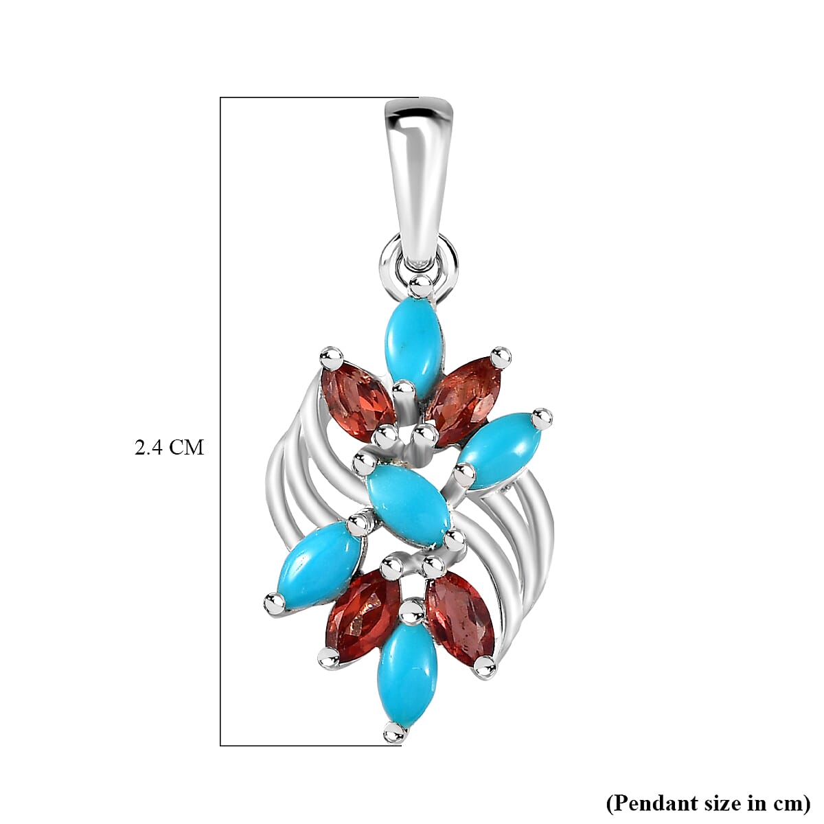 Arizona Sleeping Beauty Turquoise & Red Garnet Pendant in Sterling Silver