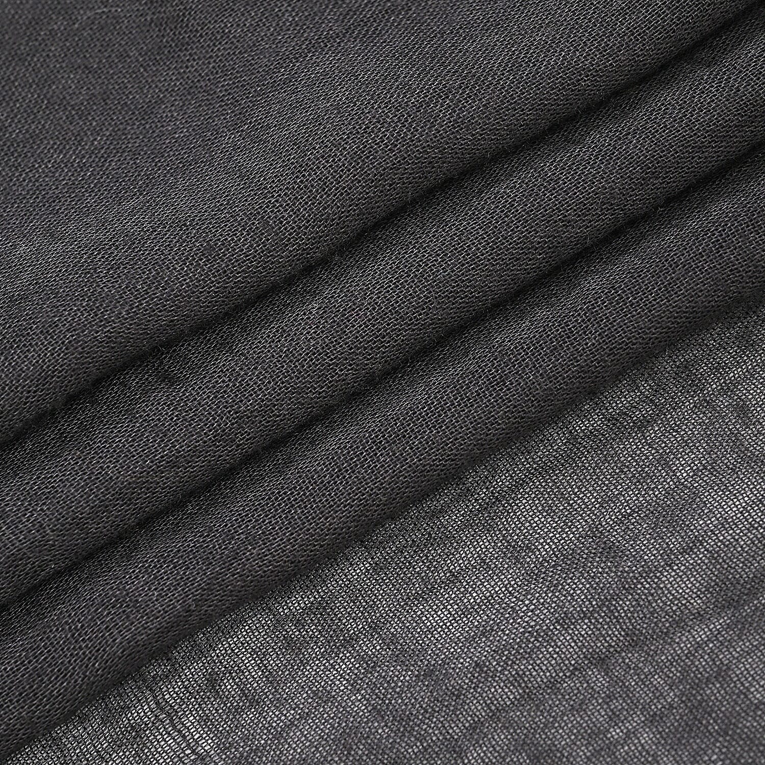 Closeout Deal - Scarf with Fringes and Beads - Black