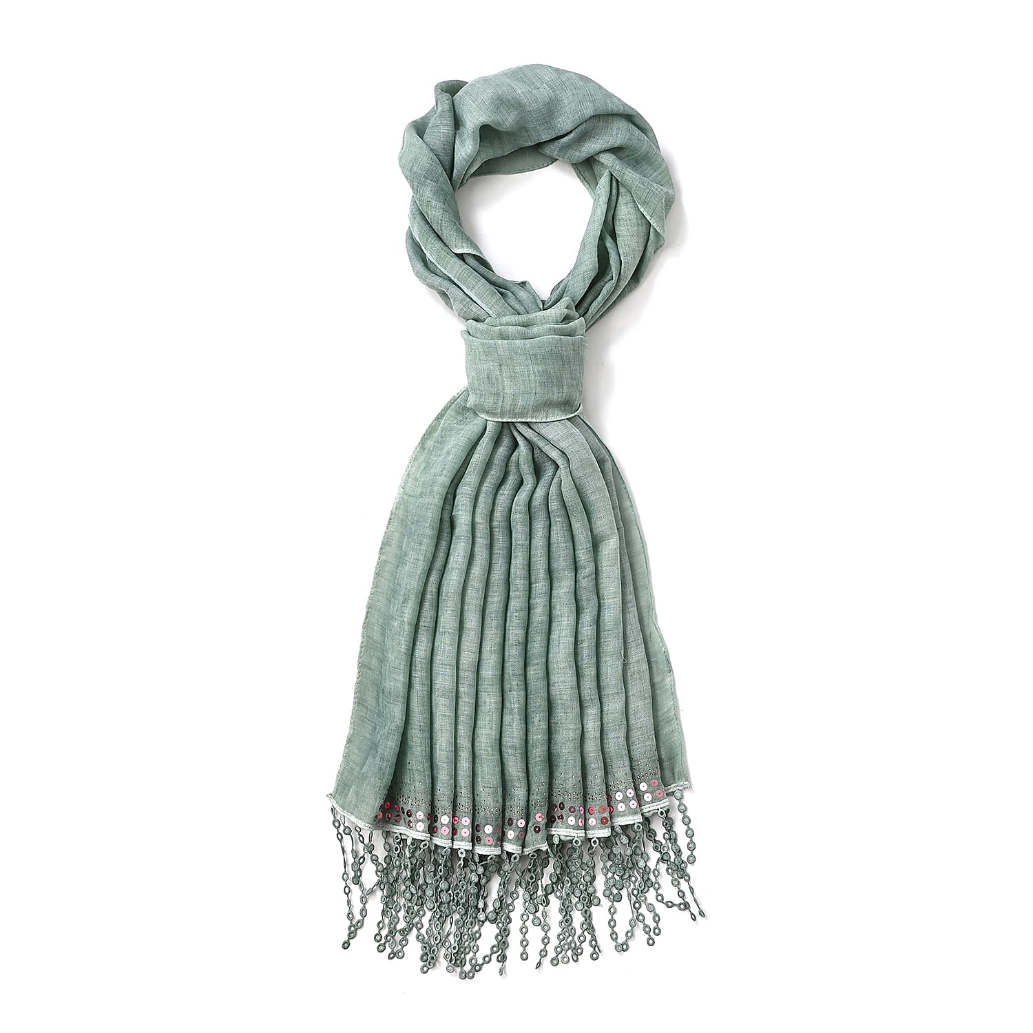 Closeout Deal - Scarf with sequins and tassels - Grey Closeout Deal - Scarf with sequins and tassels - Grey