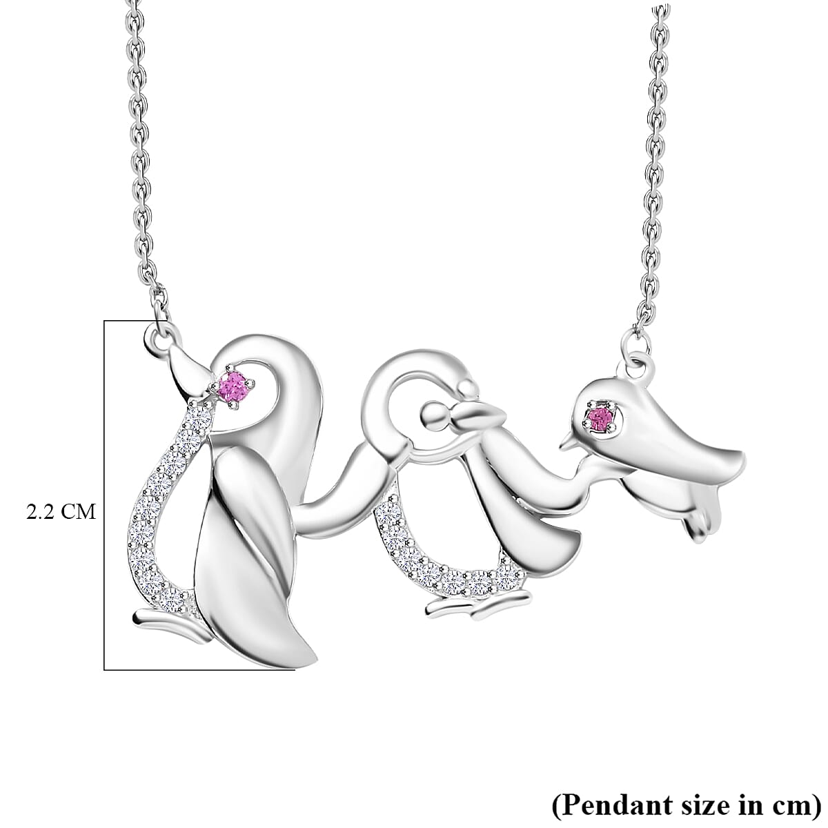 Rhodolite Garnet ,  Moissanite  Fancy Necklace (Size - 20) in rhodium Sterling Silver,  Silver Wt. 6.5 Gms