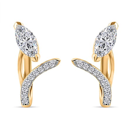 Moissanite Layering Earrings in 18K Yellow Gold Vermeil Plated Sterling Silver