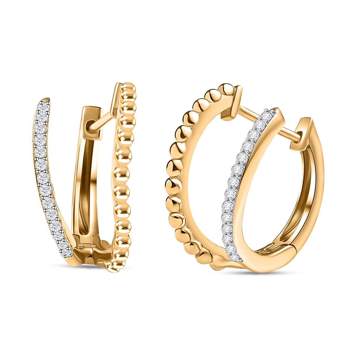 Moissanite  Fancy Earring in 18K YG Vermeil Sterling Silver