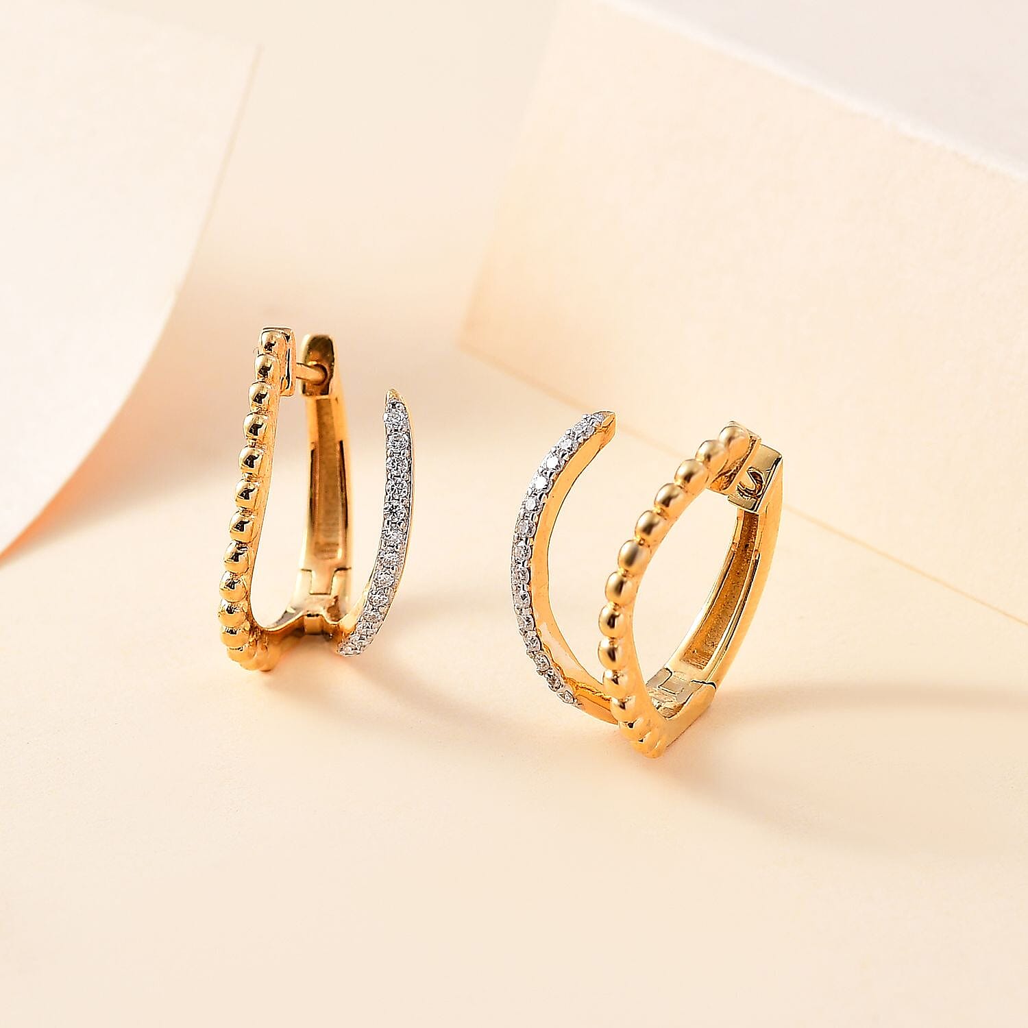 Moissanite  Fancy Earring in 18K YG Vermeil Sterling Silver