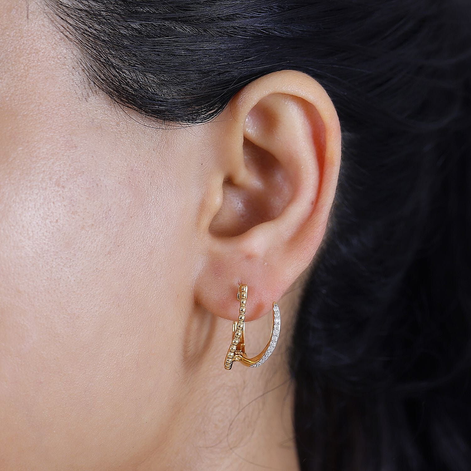 Moissanite  Fancy Earring in 18K YG Vermeil Sterling Silver