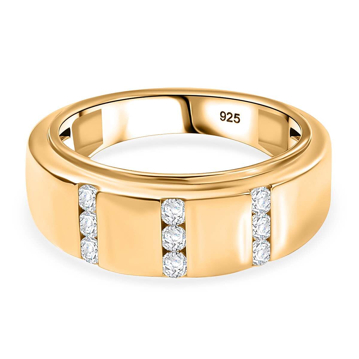 Moissanite  Mens Ring in 18K Vermeil Yellow Gold Plated 0.25 Ct.