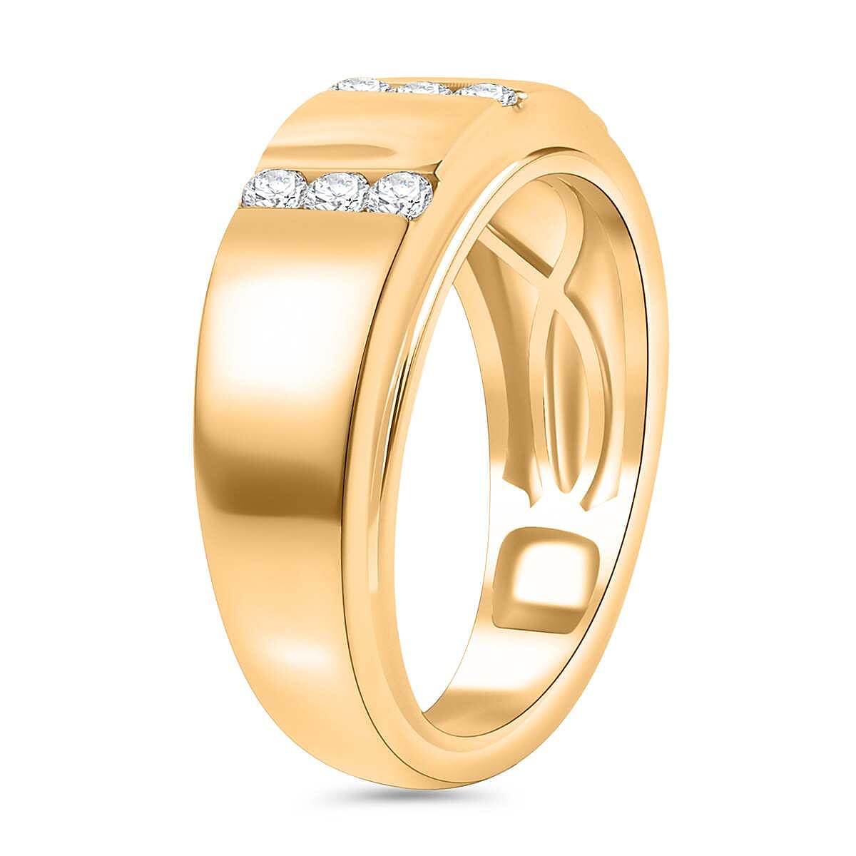 Moissanite  Mens Ring in 18K Vermeil Yellow Gold Plated 0.25 Ct.