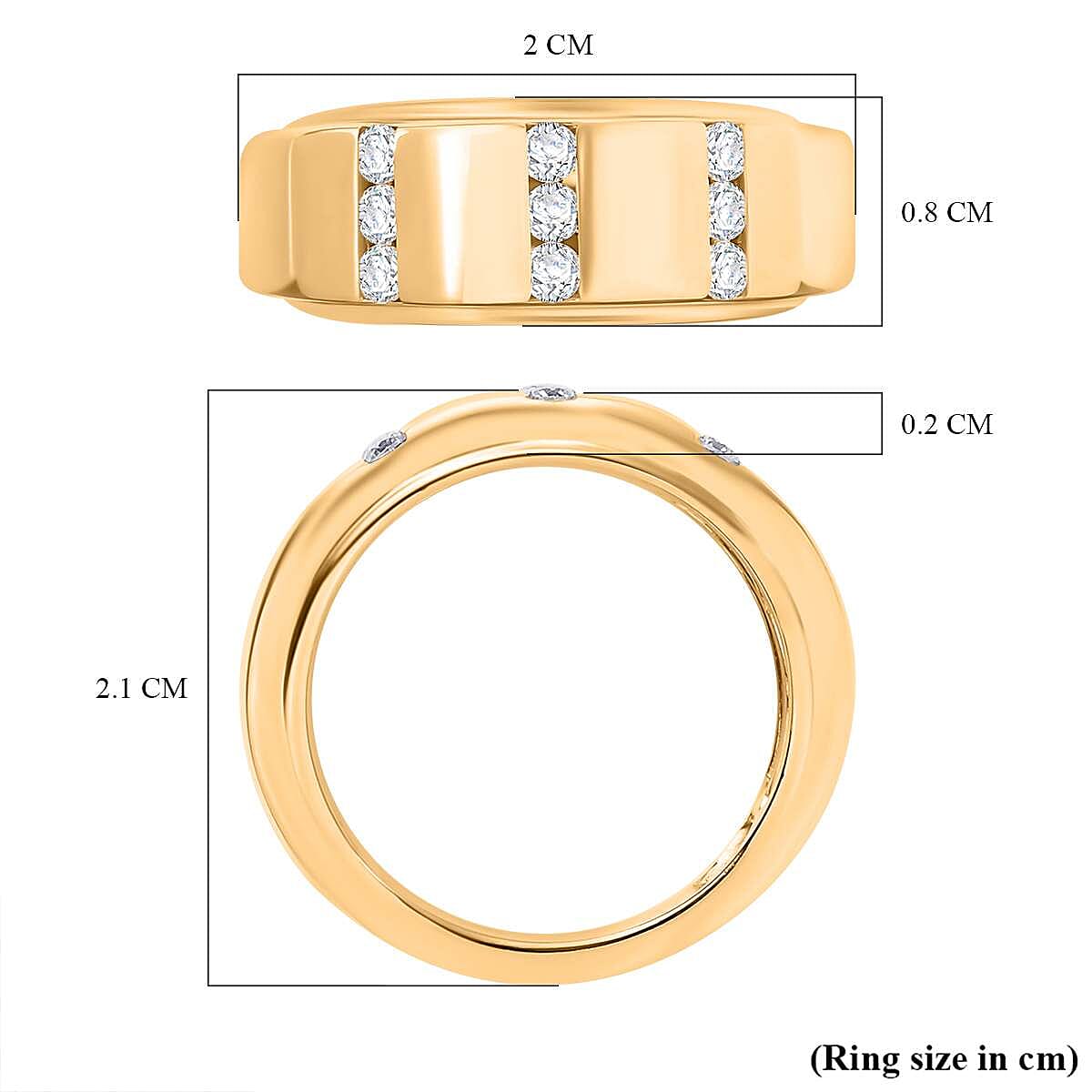Moissanite  Mens Ring in 18K Vermeil Yellow Gold Plated 0.25 Ct.