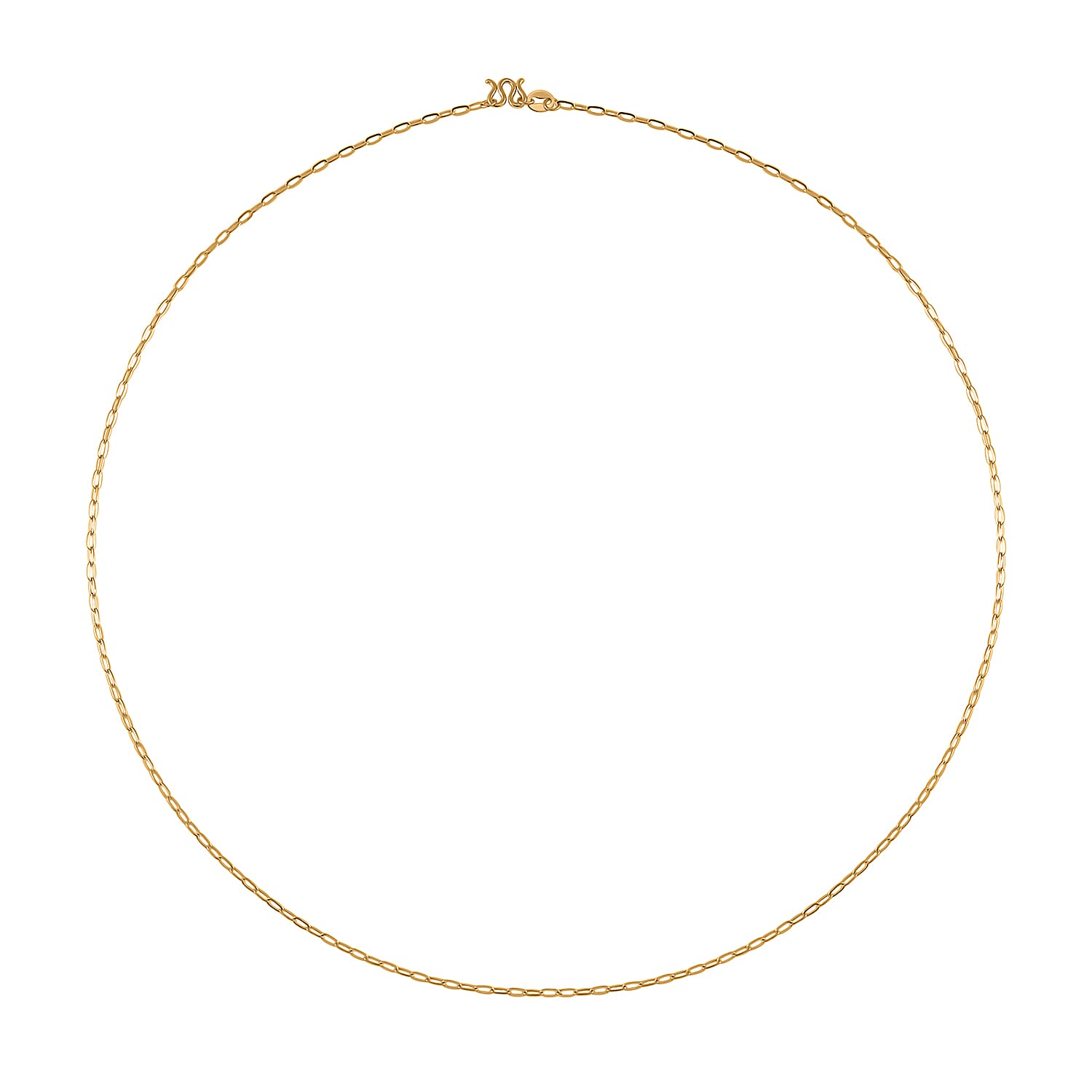 24K Yellow Gold (99.99% Purity) Paperclip Necklace - 20 inch, 3.2 Grams