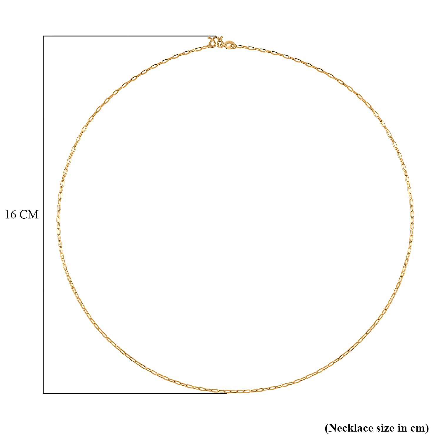 24K Yellow Gold (99.99% Purity) Paperclip Necklace - 20 inch, 3.2 Grams