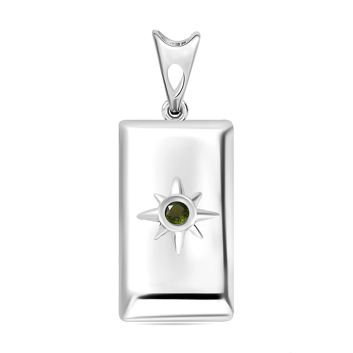 Natural Chrome Diopside Bar Pendant in Sterling Silver