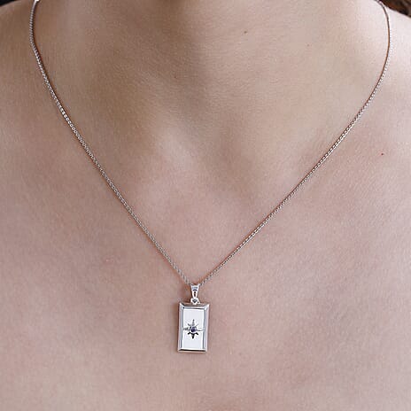 Natural Chrome Diopside Bar Pendant in Sterling Silver