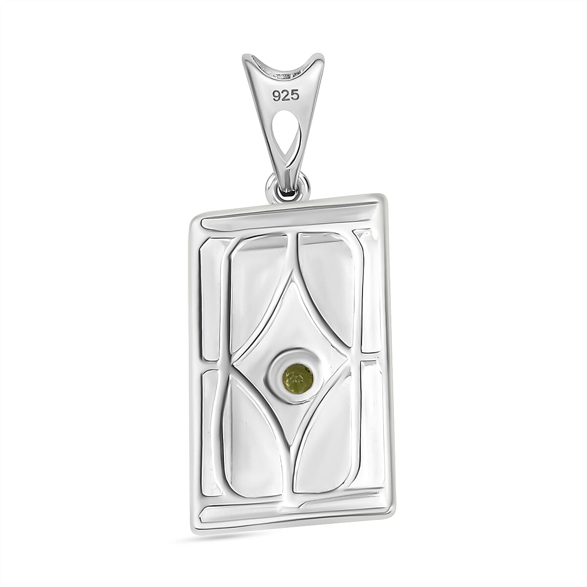 Natural Chrome Diopside Bar Pendant in Sterling Silver