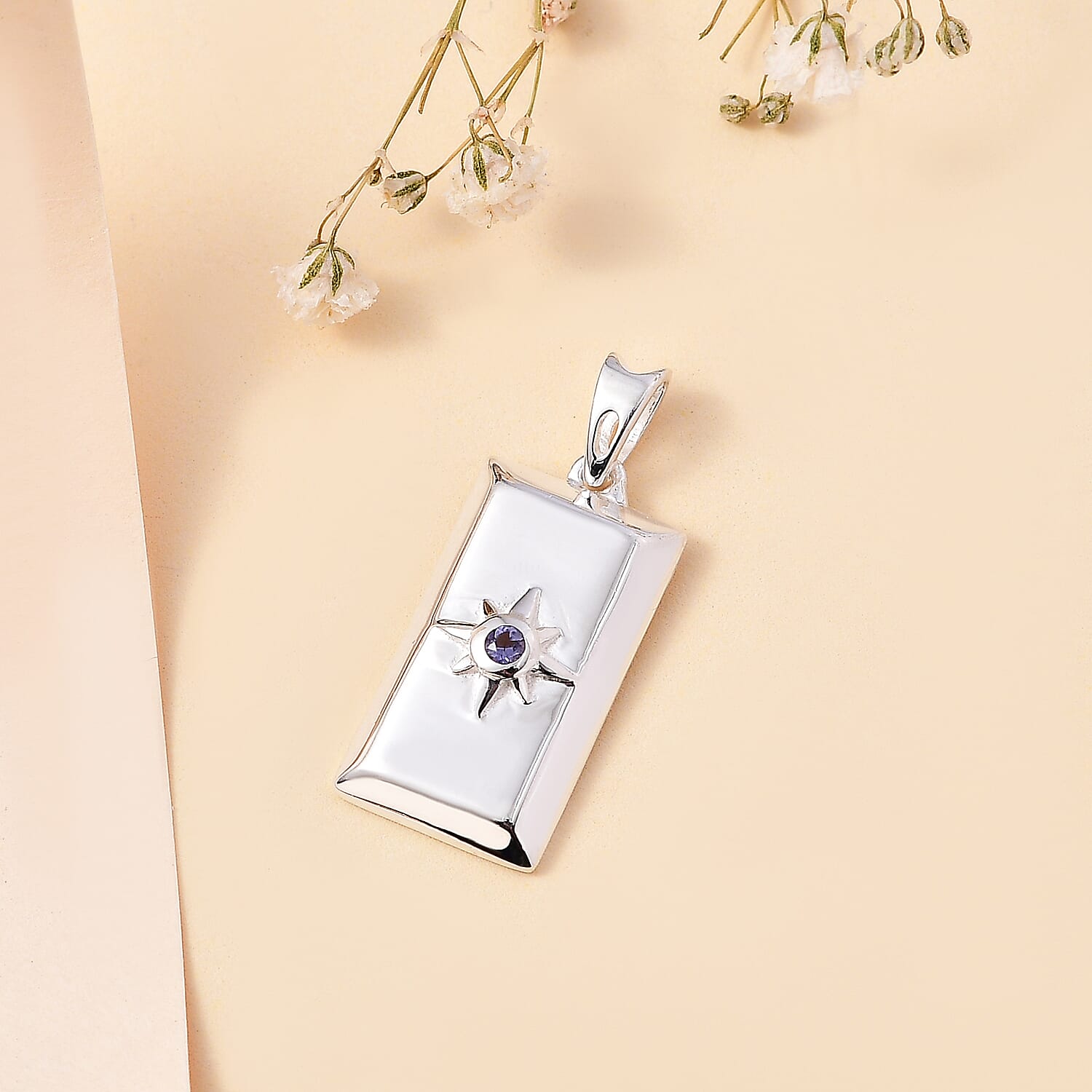 Iolite Bar Pendant in Sterling Silver