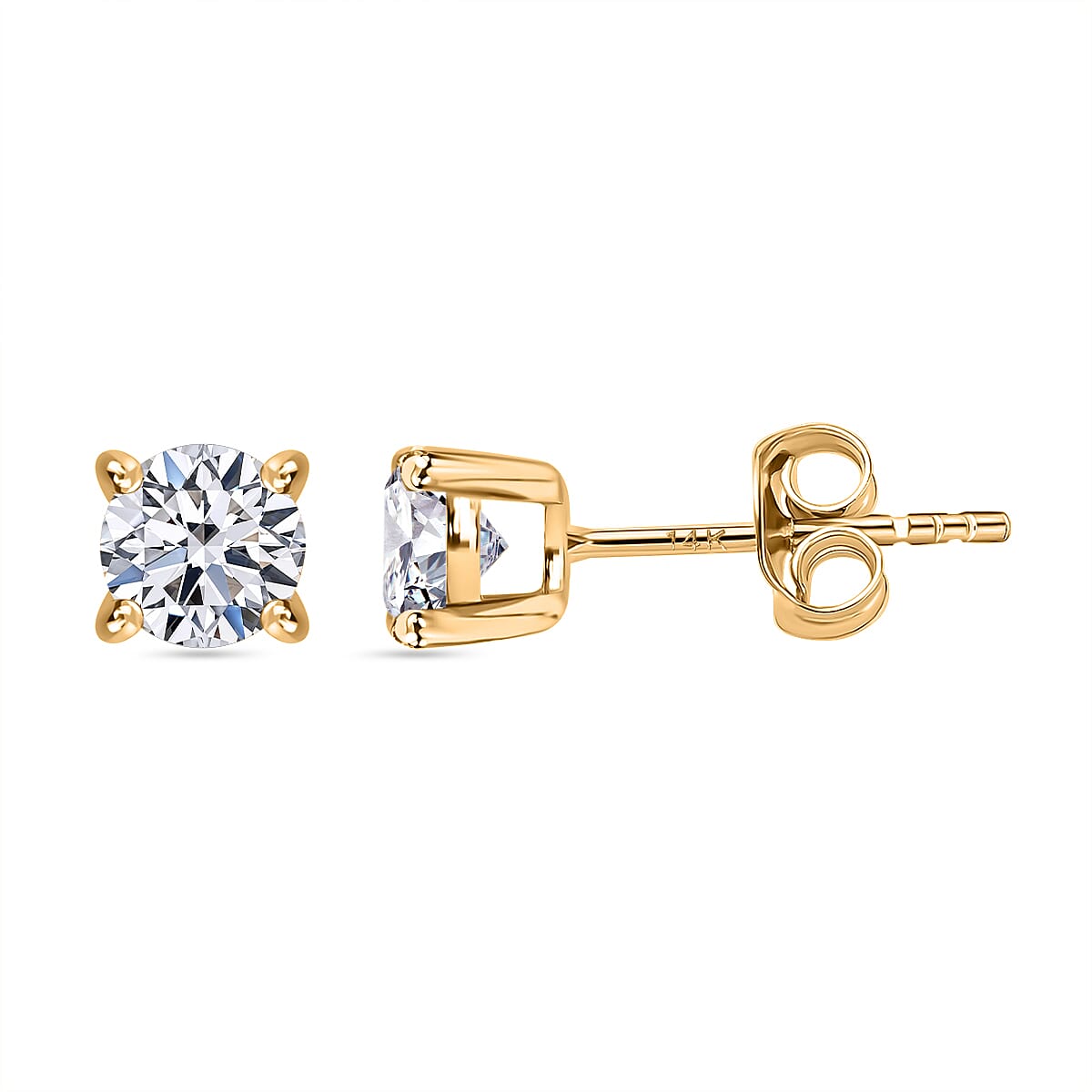 Luxuriant 14K Yellow Gold Lab Grown Diamond (VS-GH) Stud Earring with Push Back 1.00 Ct.
