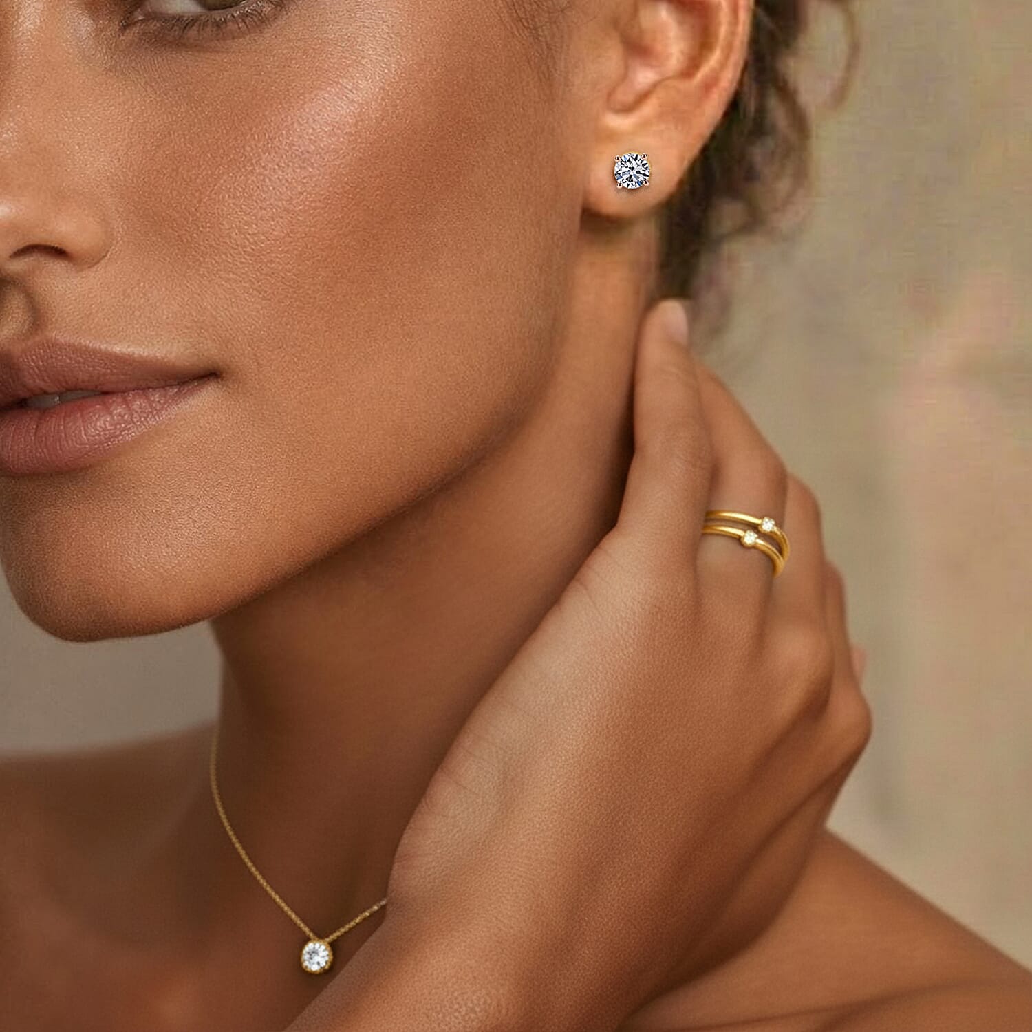 Luxuriant 14K Yellow Gold Lab Grown Diamond (VS-GH) Stud Earring with Push Back 1.00 Ct.