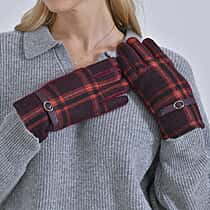 Cashmere Winter Plaid Gloves with Touch Screen Tips