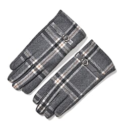 Cashmere Winter Plaid Gloves with Touch Screen Tips