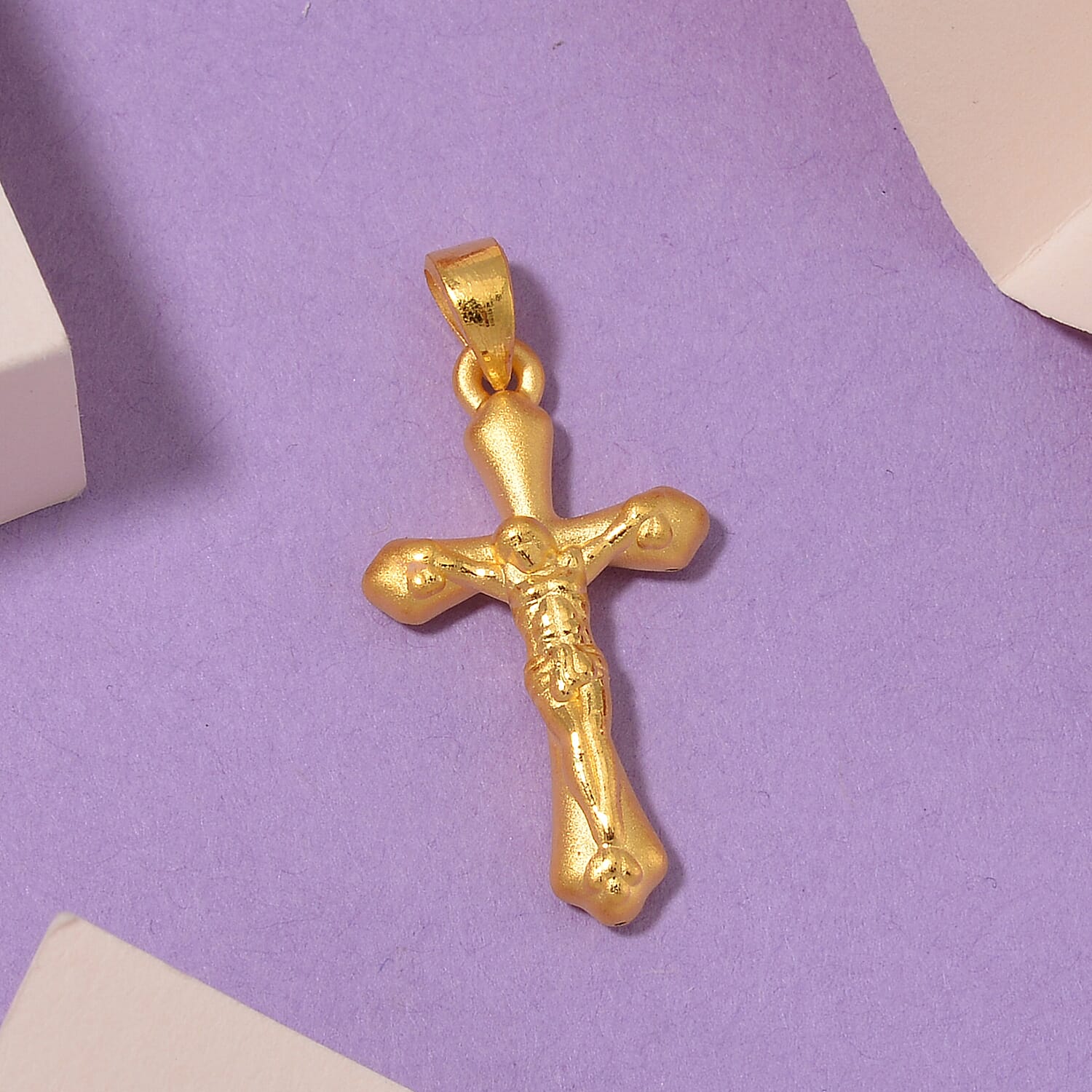 24K Yellow Gold Crucifix Pendant 1.75 gms