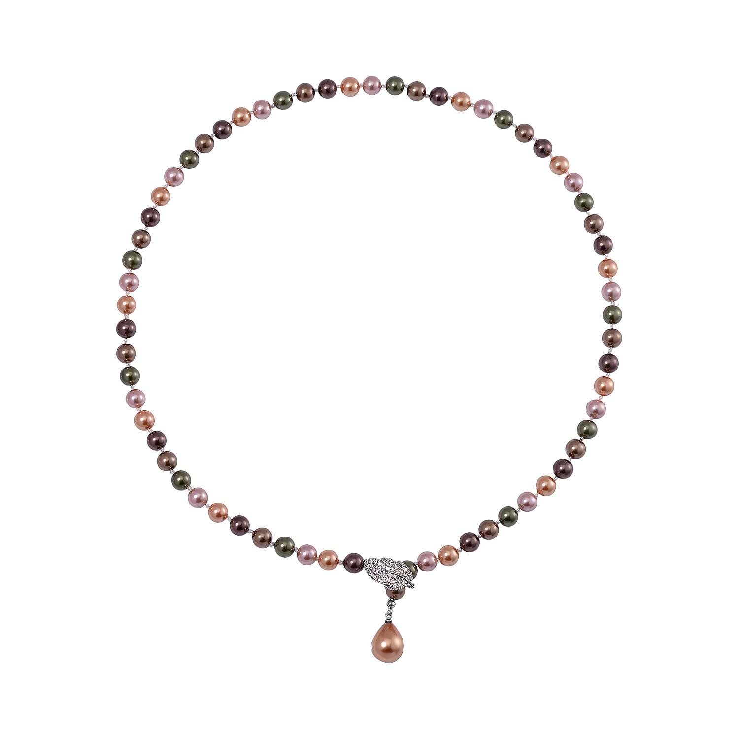 Close Out- Multi Colour Shell Pearl & White Austrian Crystal Necklace (Size - 24.50)