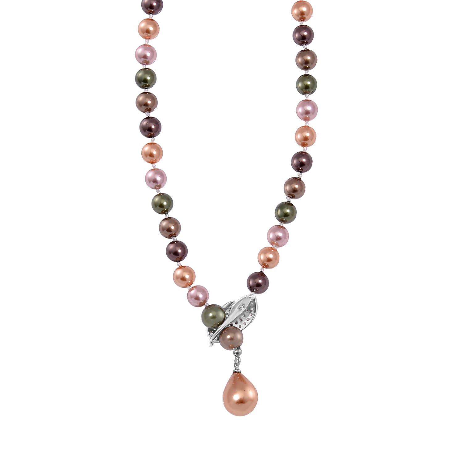 Close Out- Multi Colour Shell Pearl & White Austrian Crystal Necklace (Size - 24.50)