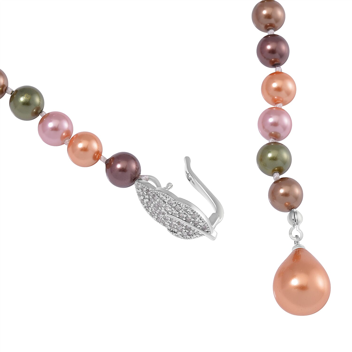 Close Out- Multi Colour Shell Pearl & White Austrian Crystal Necklace (Size - 24.50)