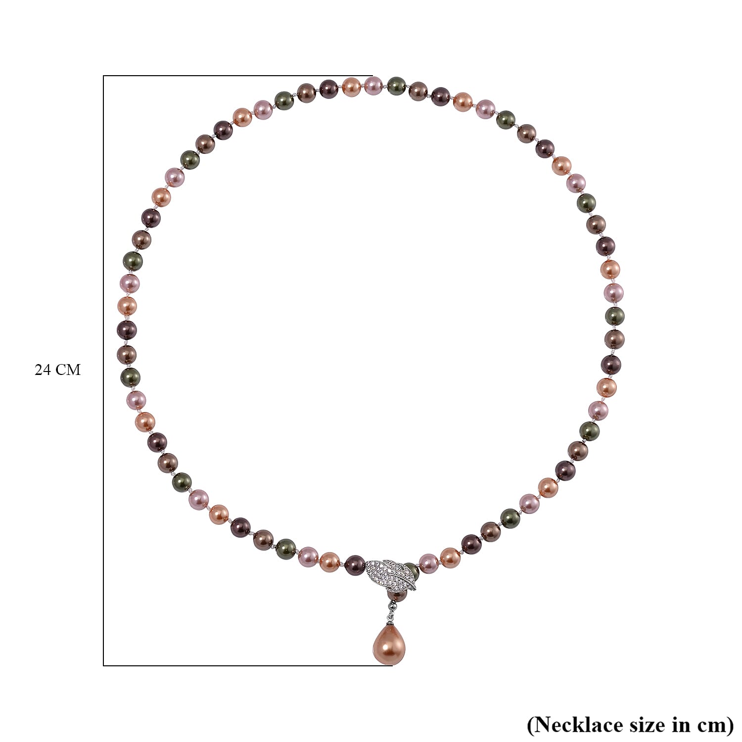 Close Out- Multi Colour Shell Pearl & White Austrian Crystal Necklace (Size - 24.50)