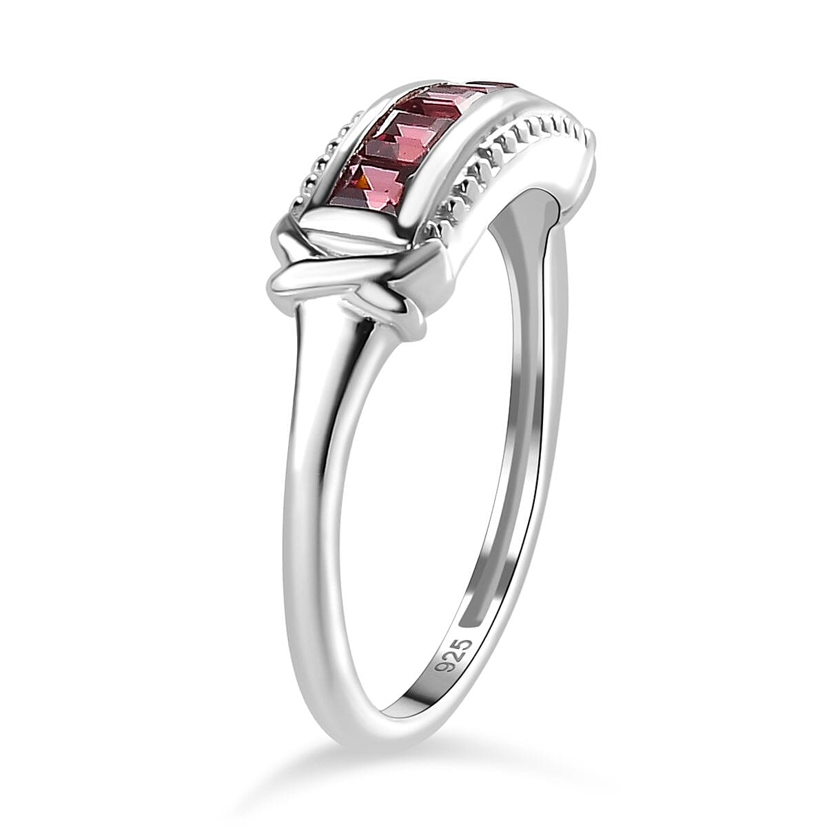 Rhodolite Garnet Ring in Platinum Overlay Sterling Silver 0.50 Ct.