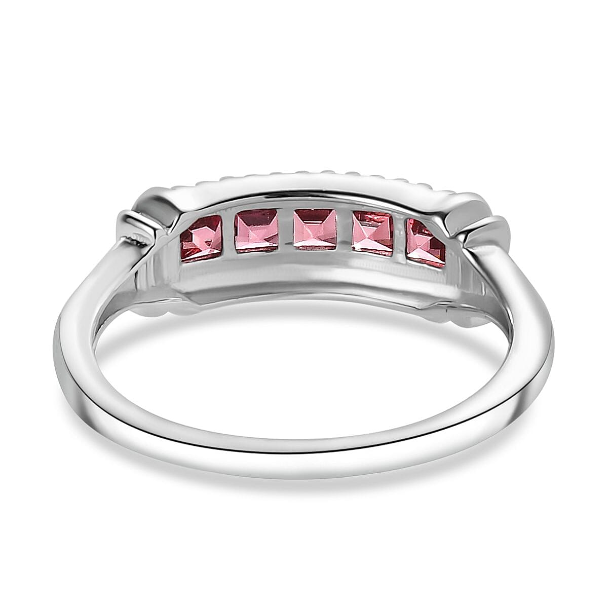 Rhodolite Garnet Ring in Platinum Overlay Sterling Silver 0.50 Ct.