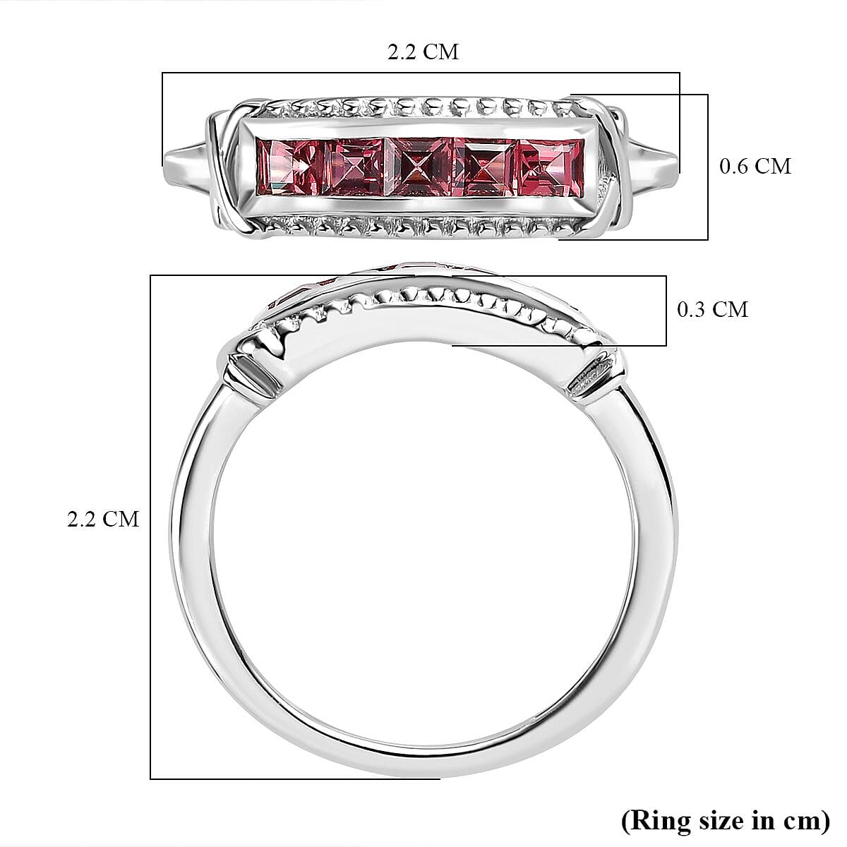 Rhodolite Garnet Ring in Platinum Overlay Sterling Silver 0.50 Ct.