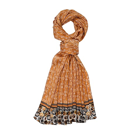 La Marey Mulberry Silk Printed Scarf  - Black White