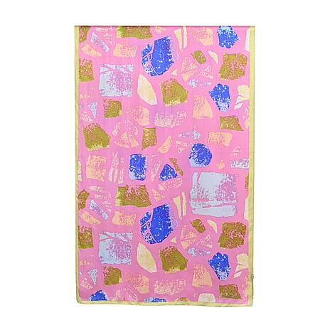 La Marey Mulberry Silk Printed Scarf - Pink