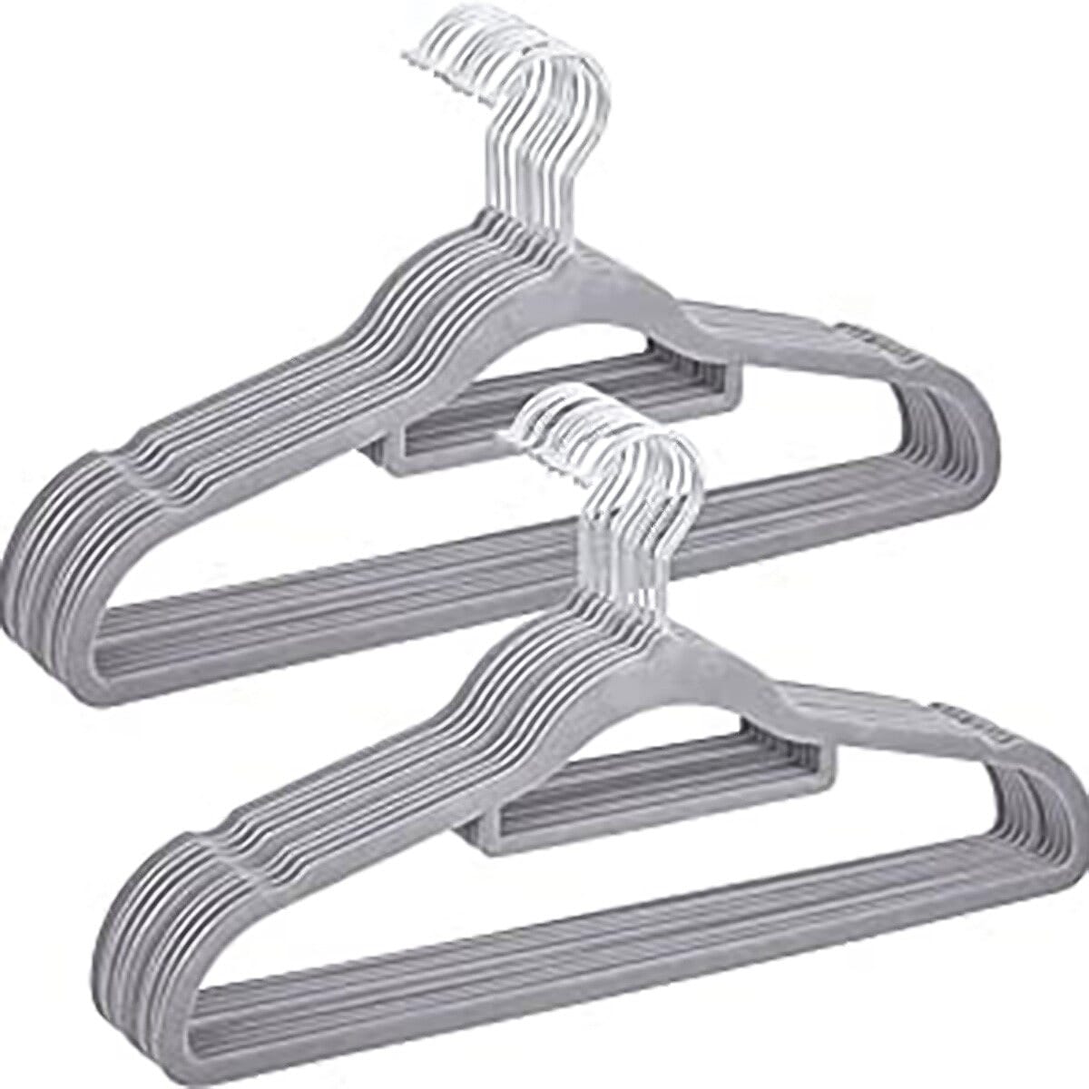 Velvet Non Slip Hangers Pack of 20 - Silver