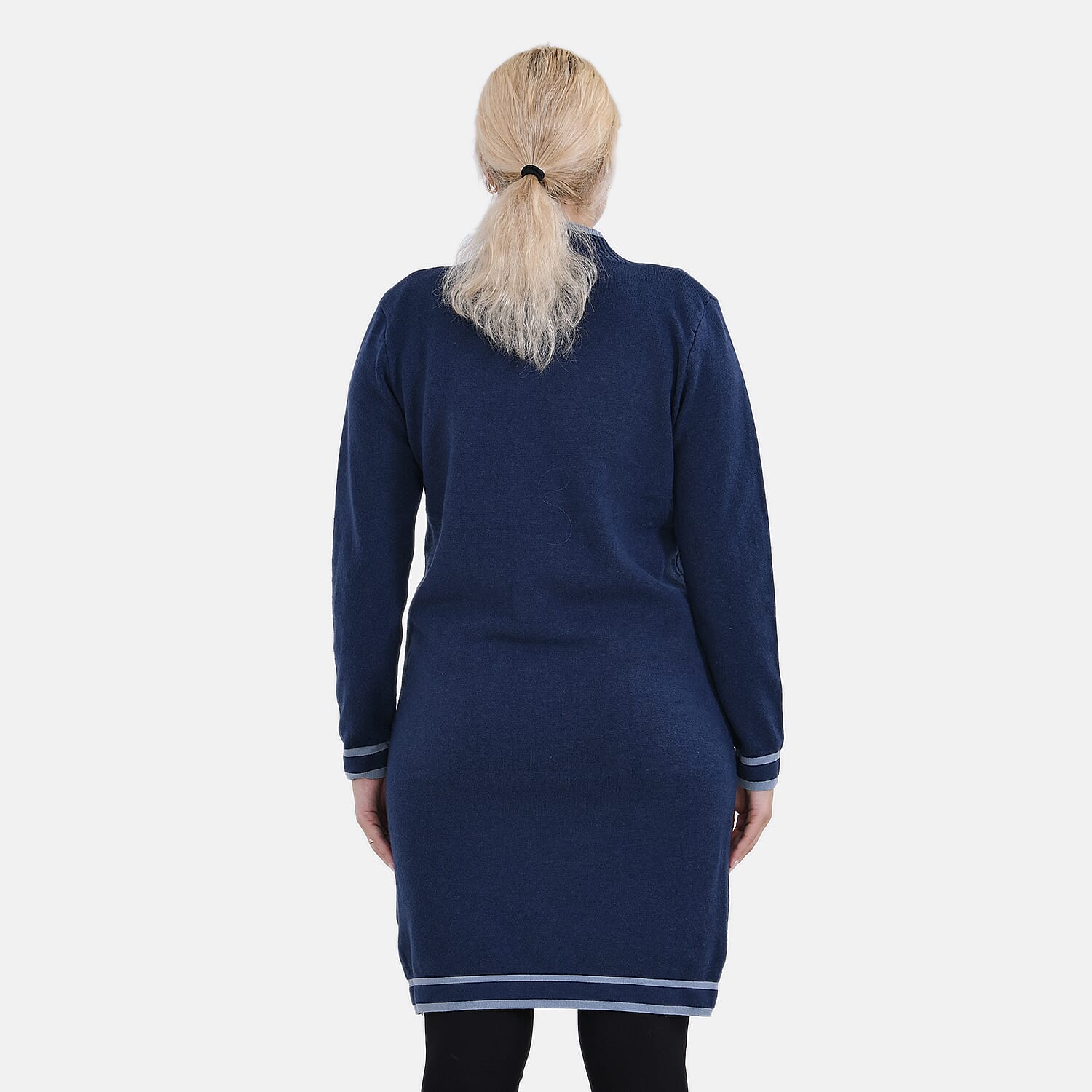 Limited Collection La Marey Cotton Blend Knitted Dress (Size S-M) - Navy & Cream