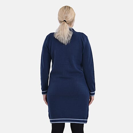 Limited Collection La Marey Cotton Blend Knitted Dress (Size L-XL) - Navy - Cream