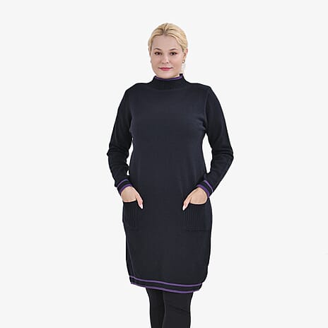 Limited Collection La Marey Cotton Blend Knitted Dress (Size S-M) - Black - Pink