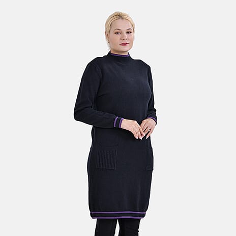 Limited Collection La Marey Cotton Blend Knitted Dress (Size S-M) - Black - Pink