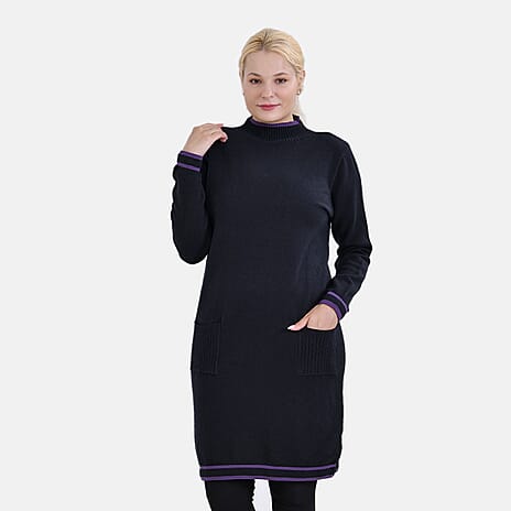 Limited Collection La Marey Cotton Blend Knitted Dress (Size S-M) - Black - Pink