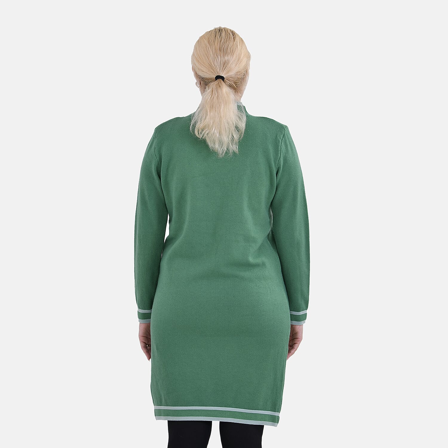 Limited Collection La Marey Cotton Blend Knitted Dress (Size S-M) - Green & Grey